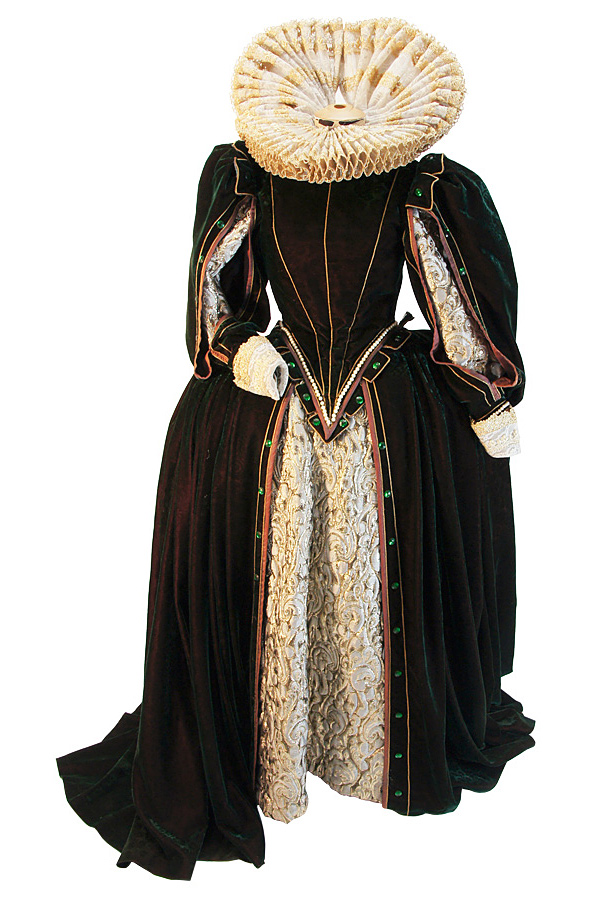 Elisabethanisches Kleid aus Brokat und Samt