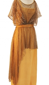 Jahrhundertwende Kleid aus Seide mit goldener Spitze